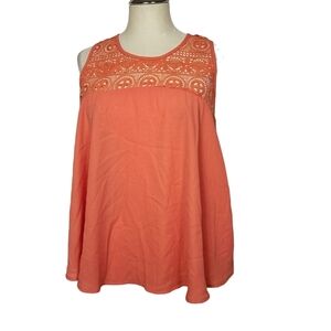 Sweet Journey Orange Back Zip Tank Top L